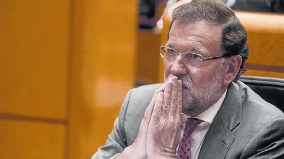 Mariano Rajoy, ayerdurante su comparecenciaen el Senado.