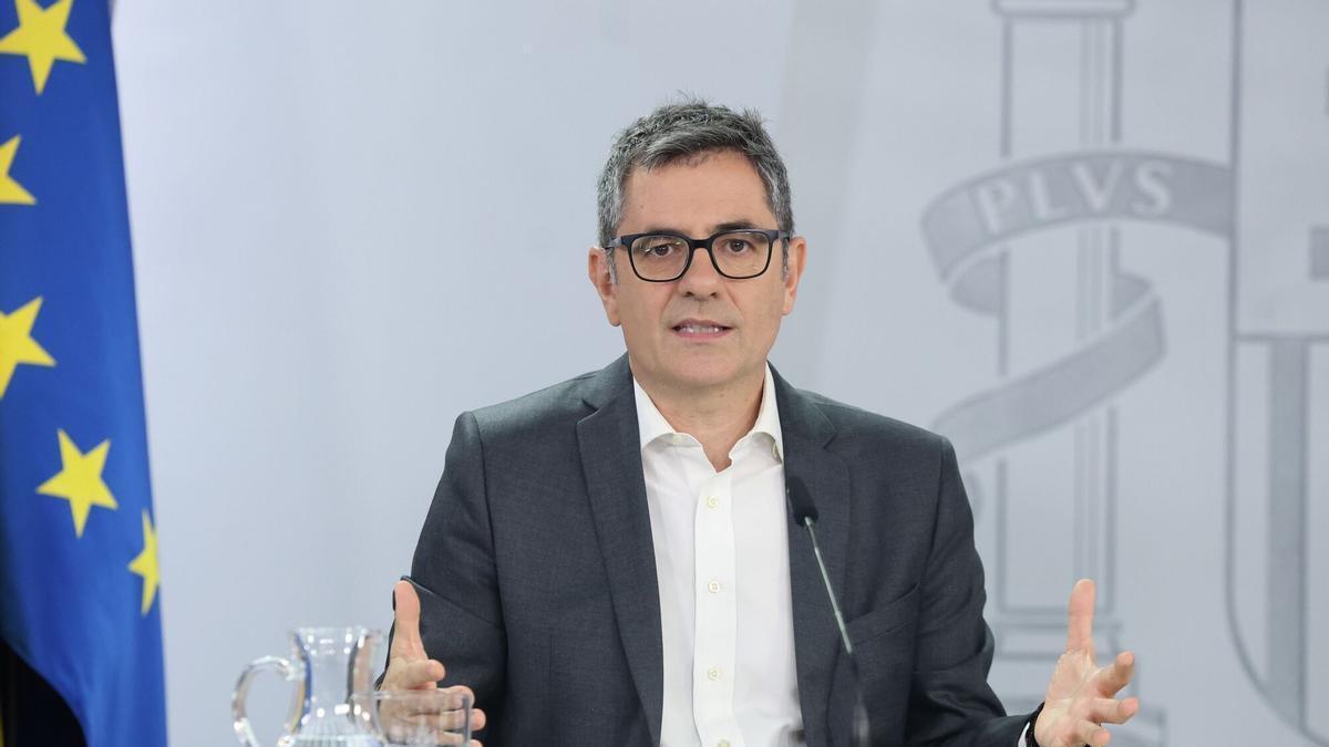 07/07/2026 El ministro de Presidencia, Justicia y Relaciones con las Cortes, Félix Bolaños, durante una rueda de prensa tras el Consejo de Ministros, a 7 de julio de 2026, en Madrid (España). El Consejo de Ministros ha aprobado el límite de gasto no financiero, conocido como techo de gasto, y los objetivos de estabilidad presupuestaria para el conjunto de Administraciones Públicas. Estas medidas se han remitido al Congreso de los Diputados, que previsiblemente las someterá a votación en el Pleno el próximo 14 de julio. POLITICA Marta Fernández - Europa Press