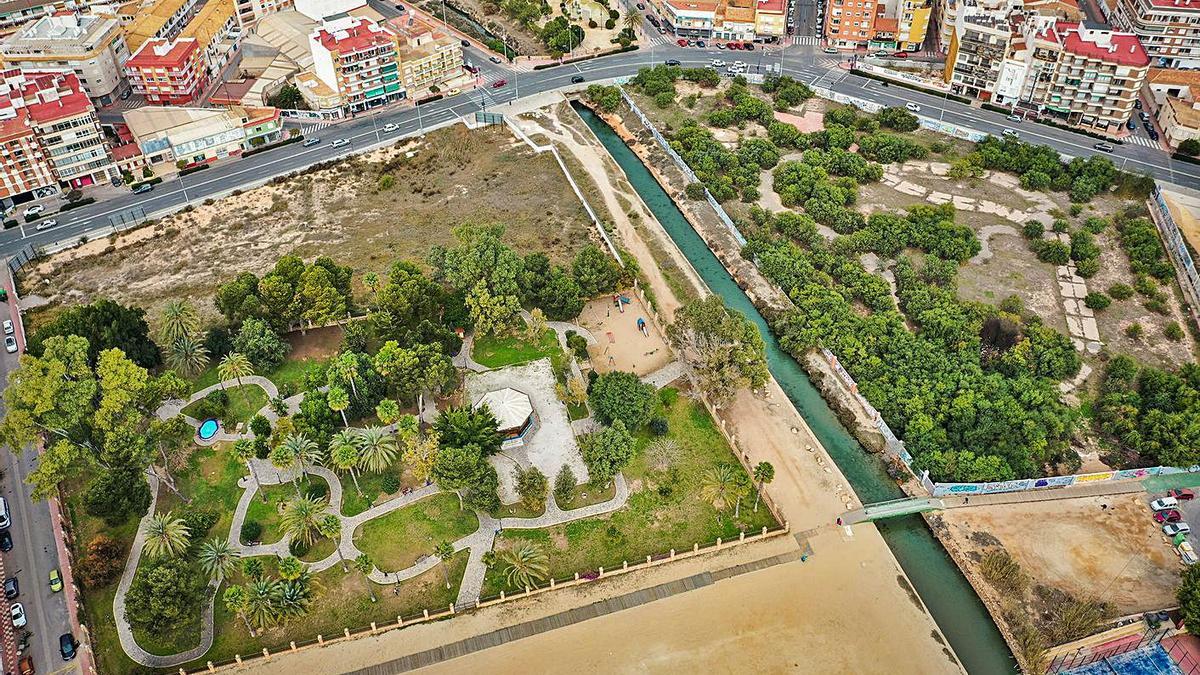 Imagen aérea del parque de Doña Sinforosa. En la zona posterior se ubicarán las torres.