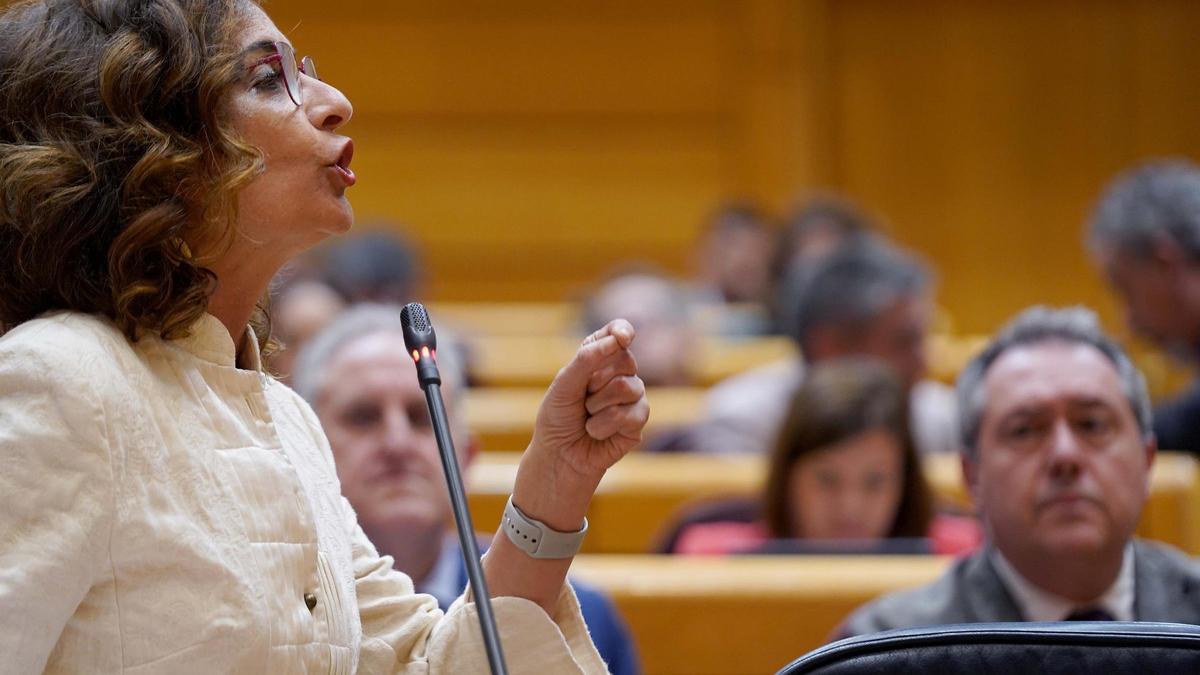 Maria Jesús Montero durante la Sesión de control al Gobierno en el Senado.