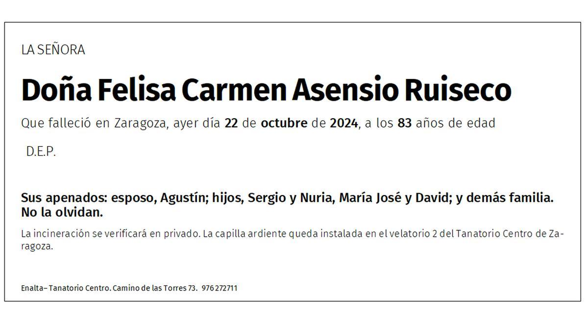 Doña Felisa Carmen Asensio Ruiseco