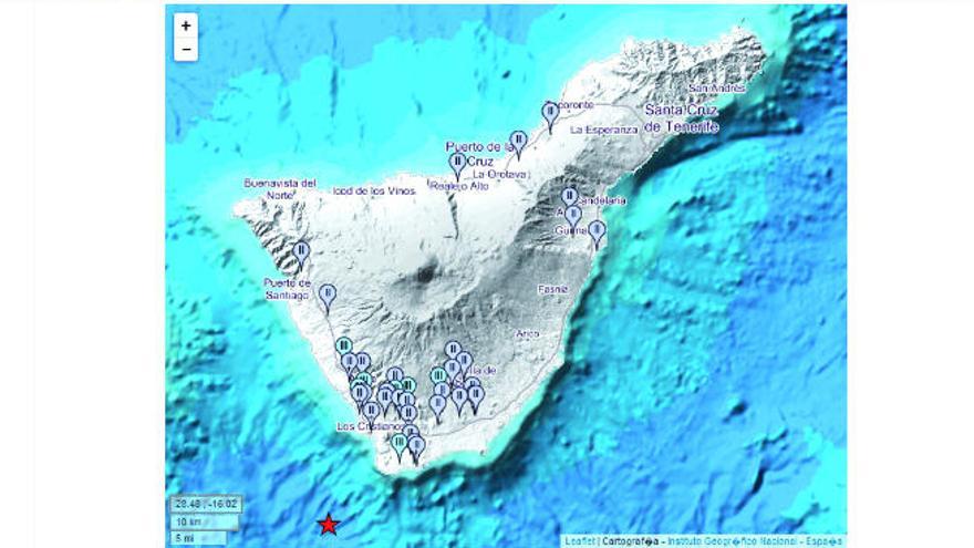 Un seísmo de magnitud 4 a  25 kilómetros de profundidad sacude el sur de Tenerife