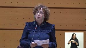 La senadora del PP Teresa María Belmonte Sanchez durante el pleno en el Senado
