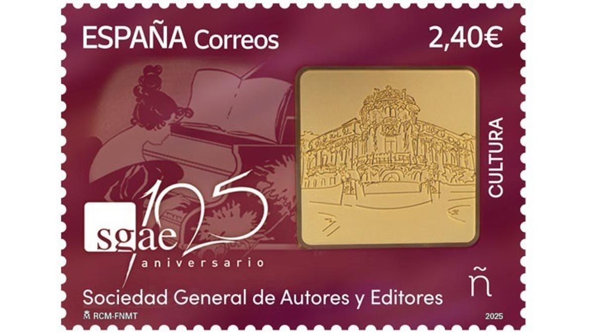 Correos emite un sello que conmemora el 125 aniversario de la SGAE