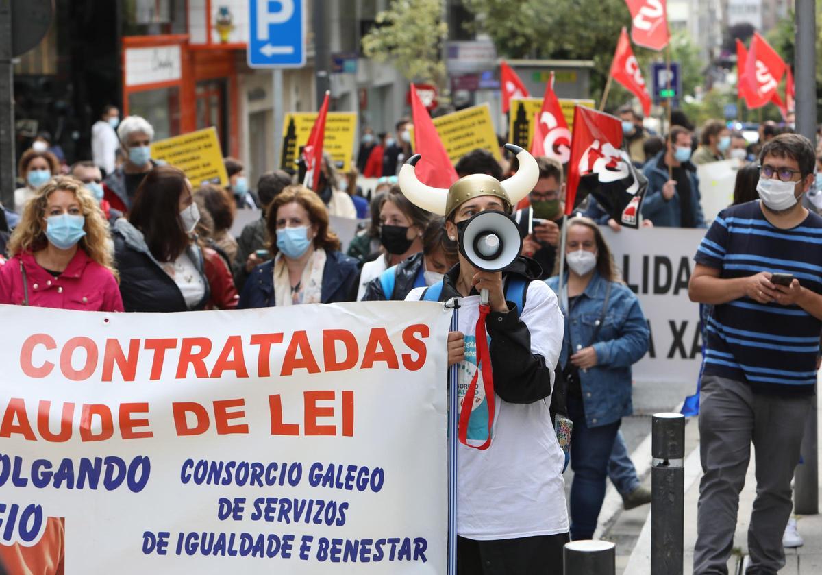 Protesta de trabajadores temporales de la Administración autonómica.