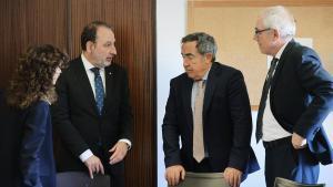 El conseller Espadaler junto al fiscal jefe de Catalunya Francisco Bañeres y el teniente fiscal Pedro Ariche