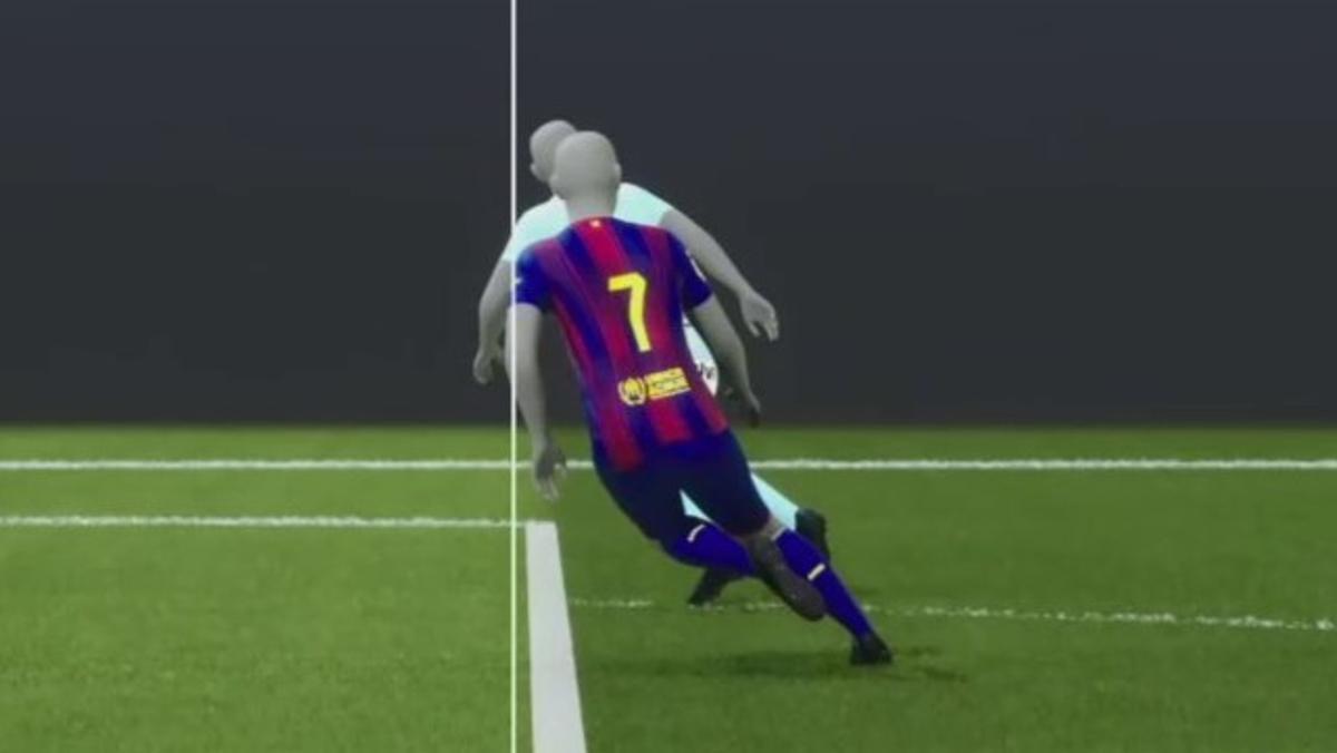 La imagen del VAR para justificar la anulación del gol de Ferran.