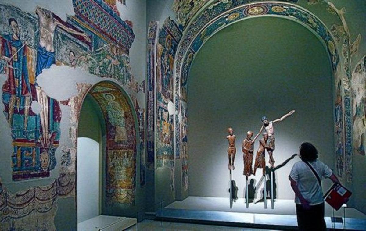Les quatre talles del ’Davallament de Santa Maria de Taüll’, entre el conjunt de pintures de Sant Pere de Sorpe. Les quatre talles del ’Davallament de Santa Maria de Taüll’, entre el conjunt de pintures de Sant Pere de Sorpe.