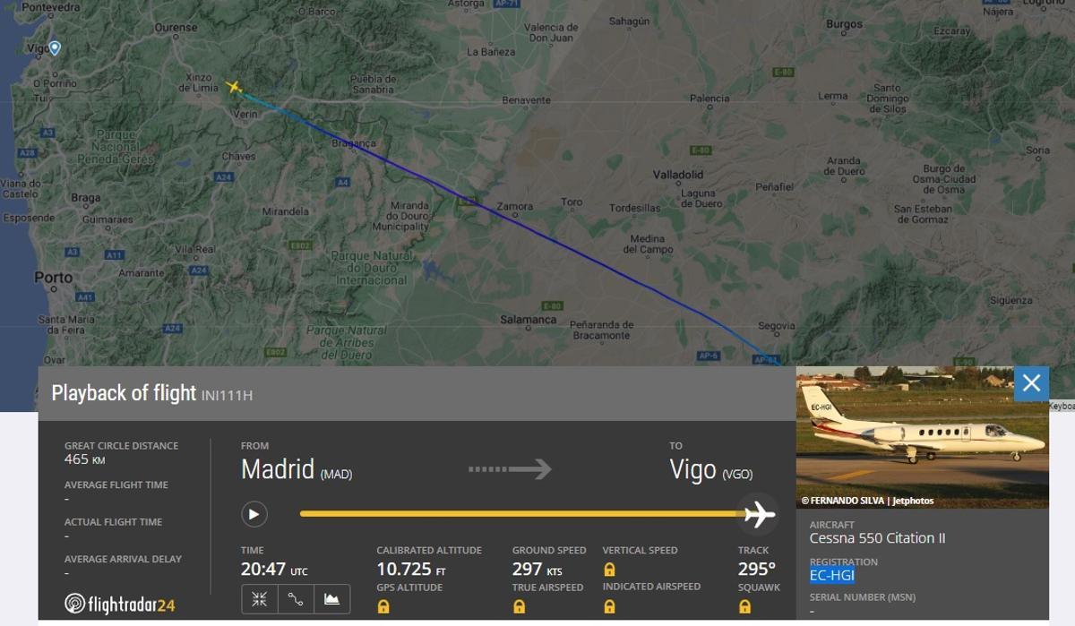 La avioneta que tuvo el problema al aterrizar en Vigo procedía de Madrid.