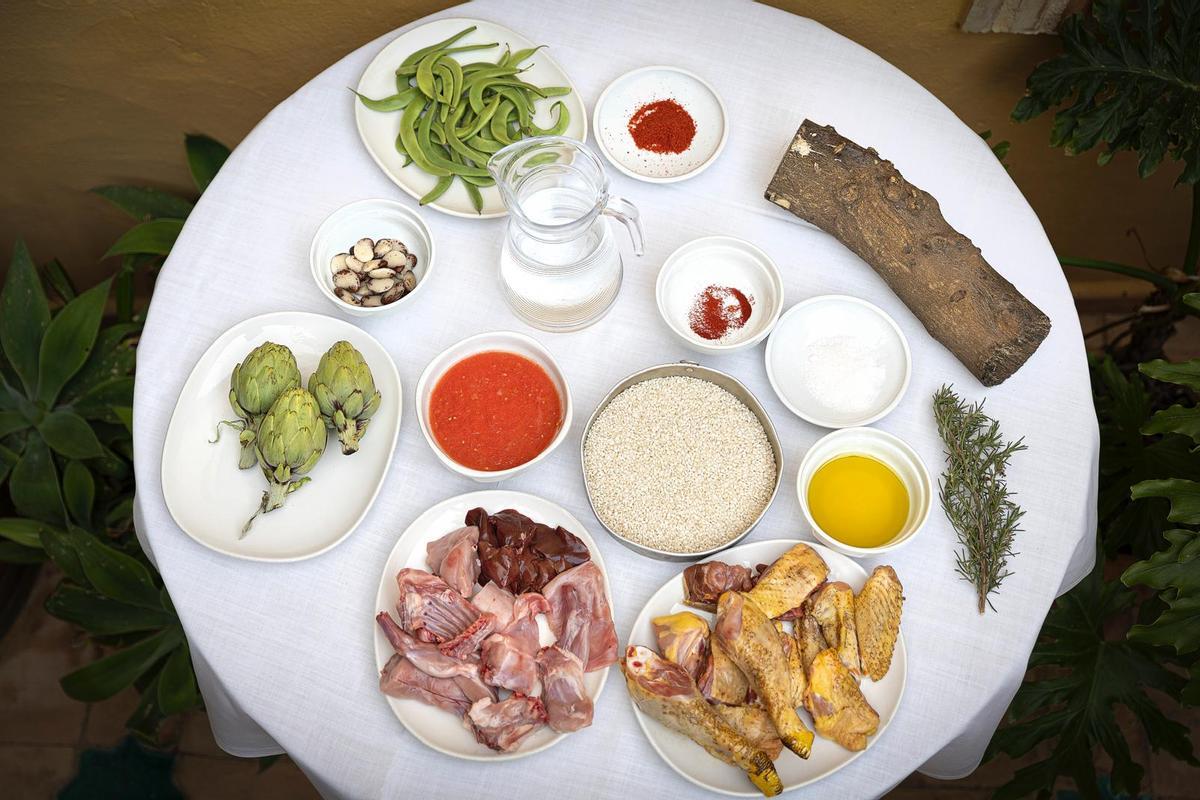 Ingredientes de la paella.