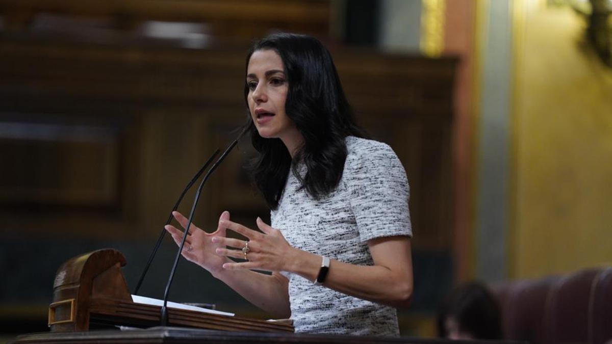 La líder de Cs, Inés Arrimadas, durante su intervención en el debate sobre el estado de la nación.