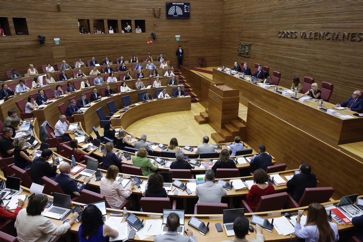 Hemiciclo durante una sesión plenaria en Les Corts Valencianes
