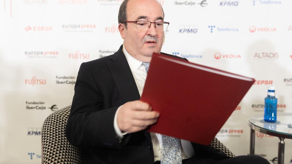 El ministro de Cultura y Deporte, Miquel Iceta, durante un desayuno informativo de Europa Press, en el Hotel Rosewood Villa Magna, a 24 de noviembre de 2022, en Madrid (España).