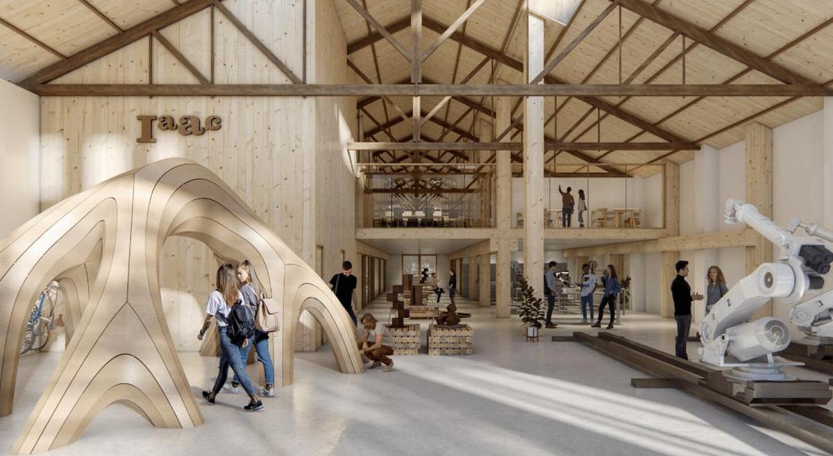 Render del futuro Barcelona Urban Tech Hub del IAAC en La Sibèria del Poblenou