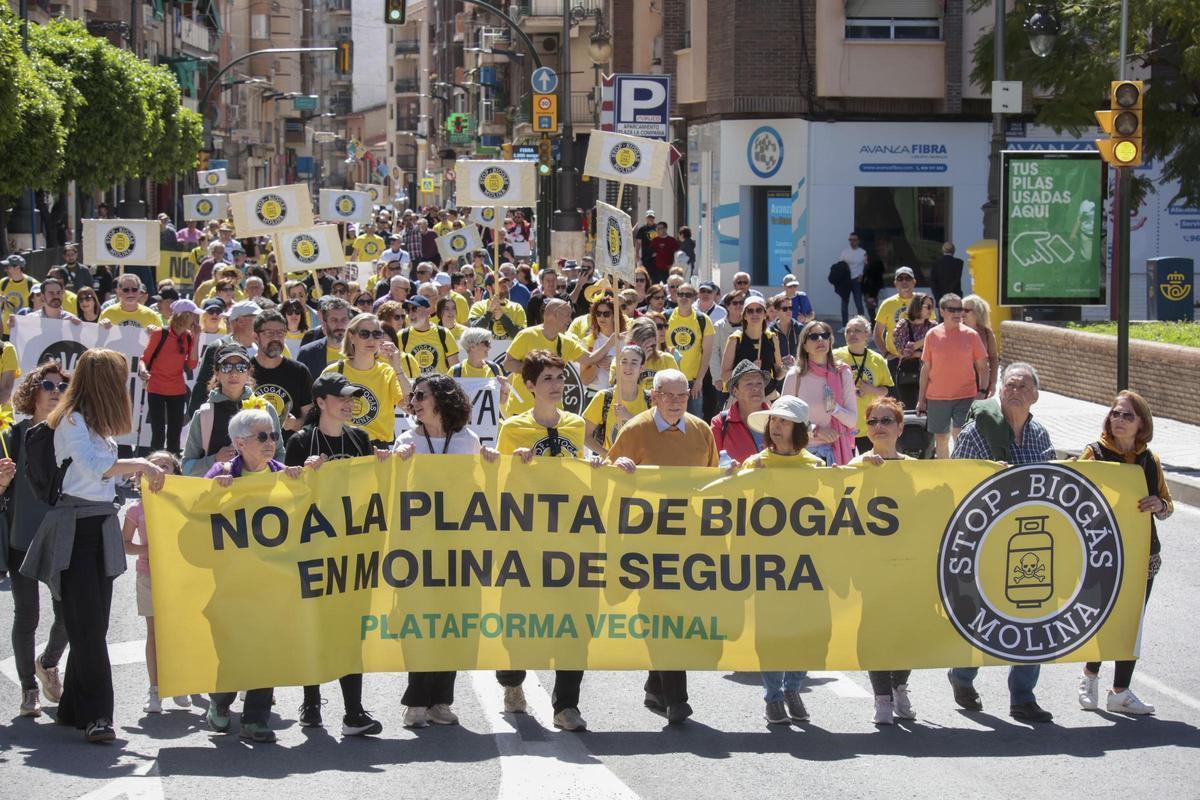 Vecinos de Molina de Segura, en una de las protestas contra las plantas de biogás.