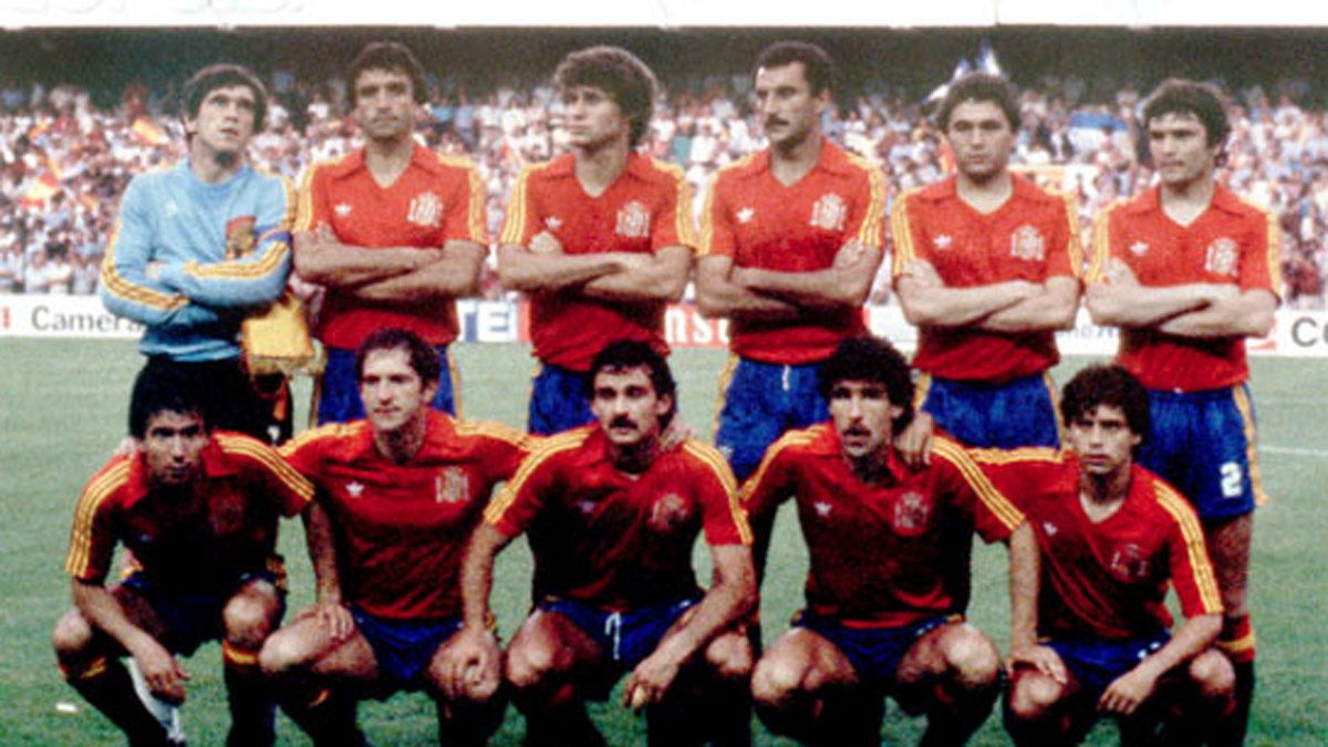 Uno de los onces de España en el Mundial 82