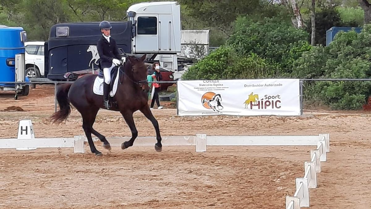 Un jinete y su caballo durante su actuación en el concurso celebrado en s&#039;Arenal.