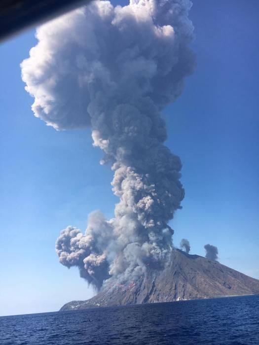 La erupción del volcán Estrómboli
