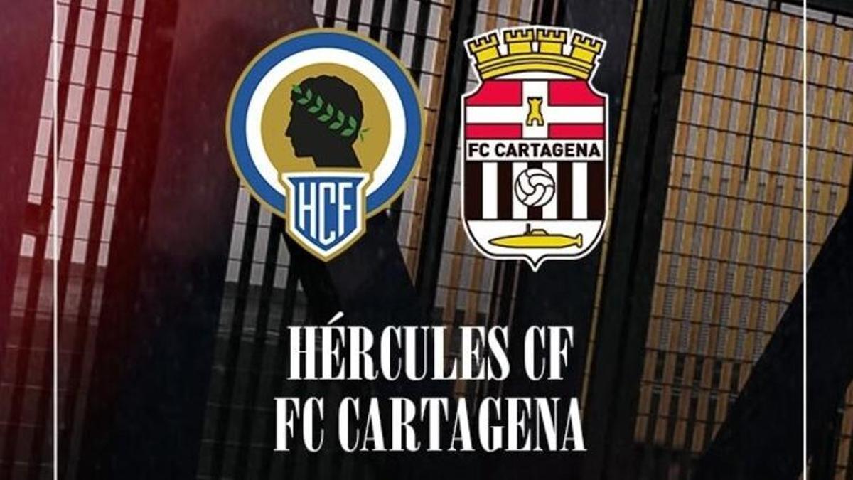 Anuncio del partido amistoso entre el Hércules de Alicante y el Cartagena en San Pedro del Pinatar.