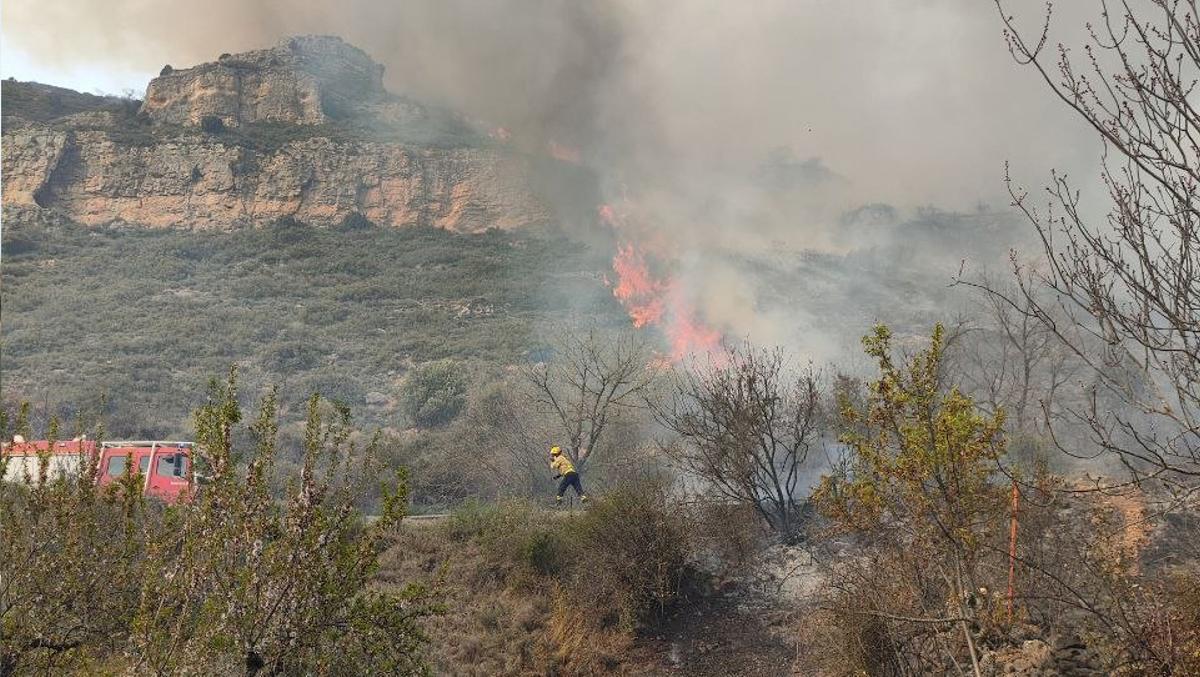 Efectivos de Bombers luchan contra el fuego en Llimiana