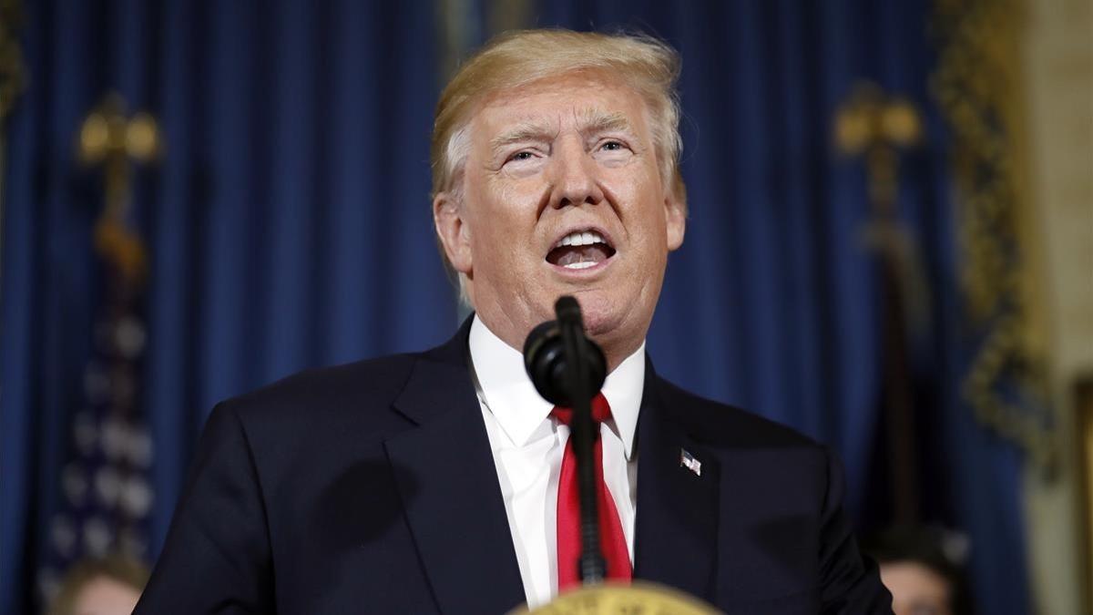 Trump pronuncia un discurso en la Casa Blanca, en Washington, el 24 de julio.