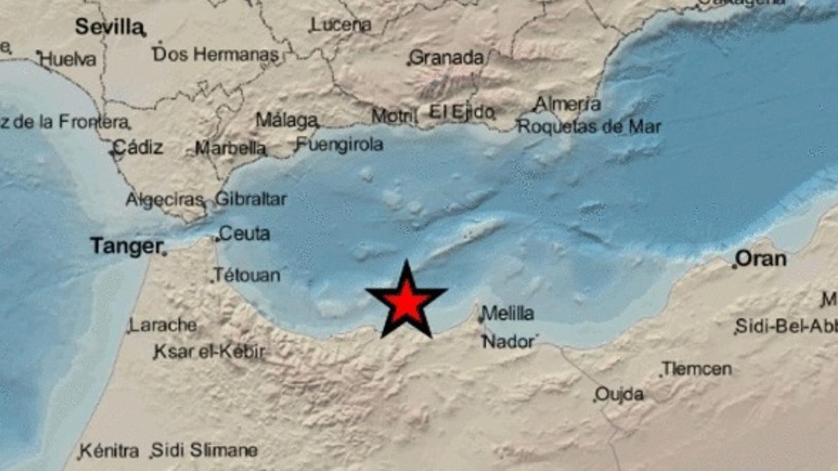 Localización del terremoto en el mar de Alborán