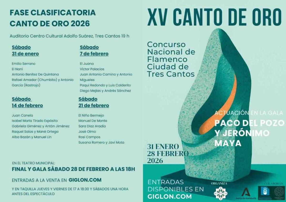 Cartel Concurso Nacional de Flamenco 'Canto de Oro - Ciudad de Tres Cantos'