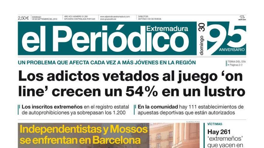 Esta es la portada de EL PERIÓDICO EXTREMADURA correspondiente al día 30 de septiembre del 2018