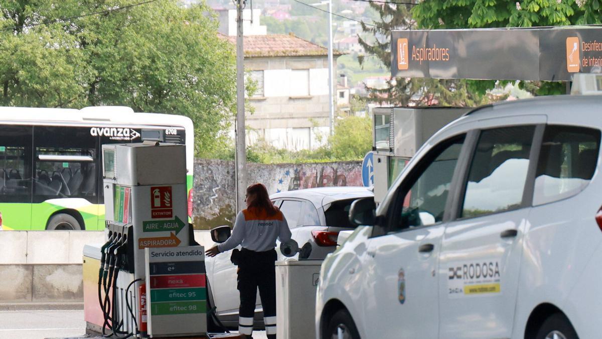 Estación de servicio próxima a la Praza de España, en Vigo.