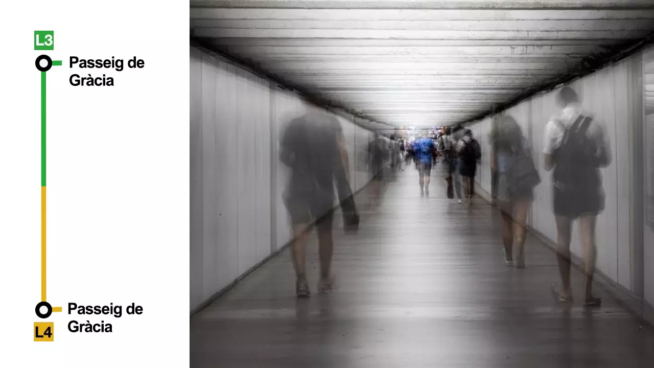 Transbordo de Passeig de Gràcia: el túnel de las personas