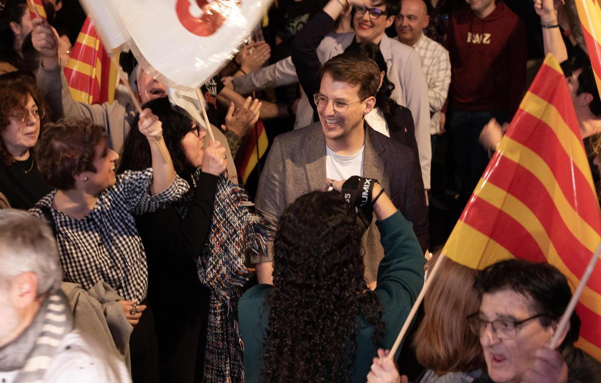 Jorge Pueyo, candidato de CHA a las elecciones de Aragón, en el mitin del pasado sábado en Zaragoza.