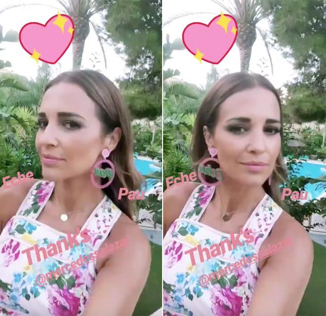 Paula Echevarría con pendientes personalizados de Mercedes Salazar