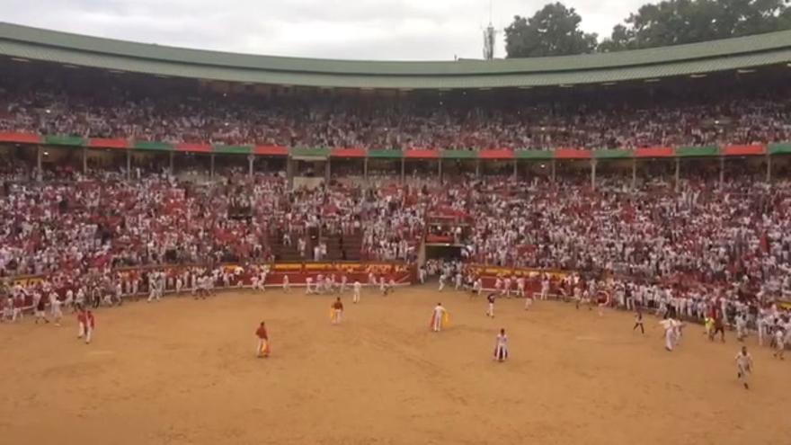 Final del primer encierro de San Fermín