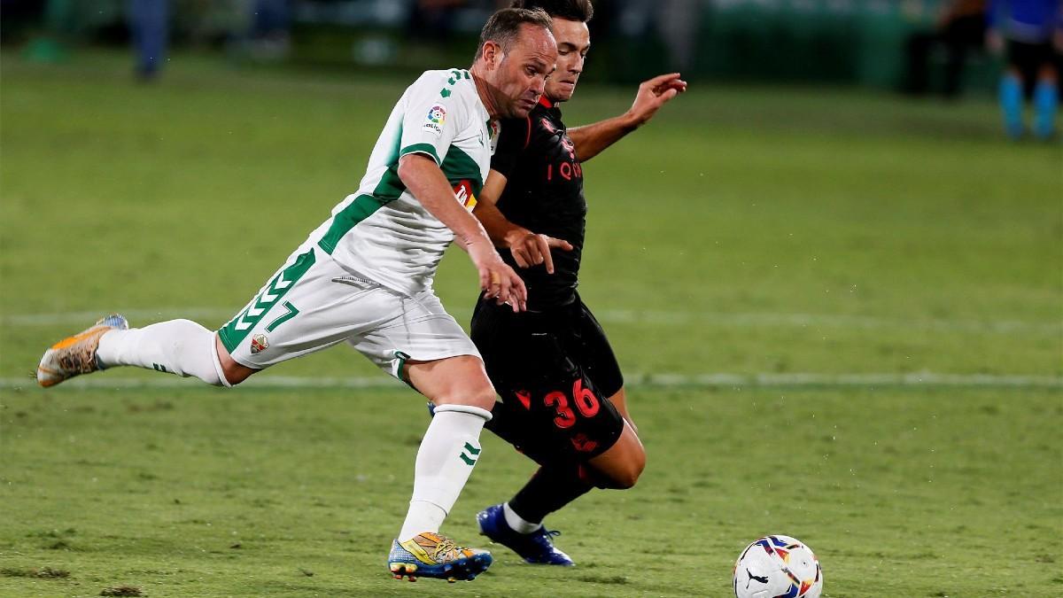 Nino disputando un partido esta temporada ante la Real Sociedad