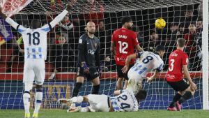 Merino marca el segundo gol de su equipo ante el Mallorca.