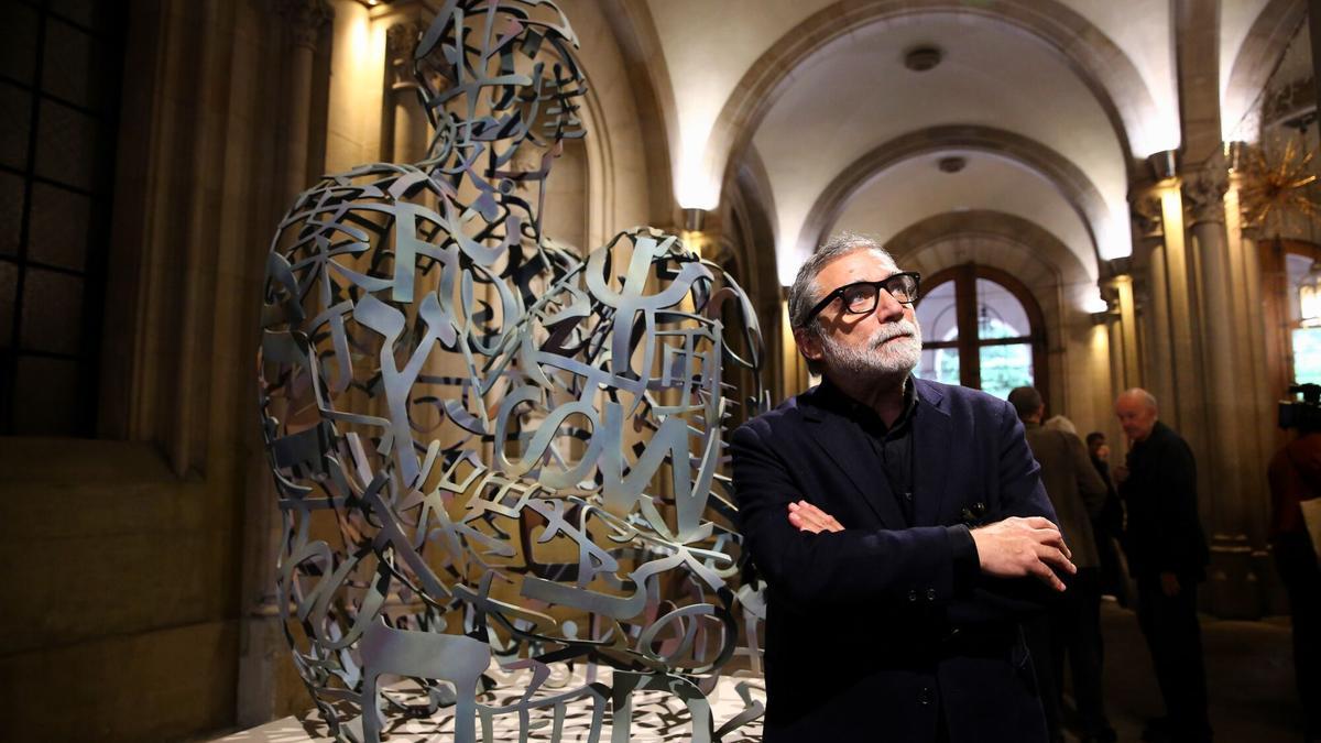 Jaume Plensa en la UB en la presentación de escultura del artista que quedará instalada en el vestibulo del edificio historico de la UB.