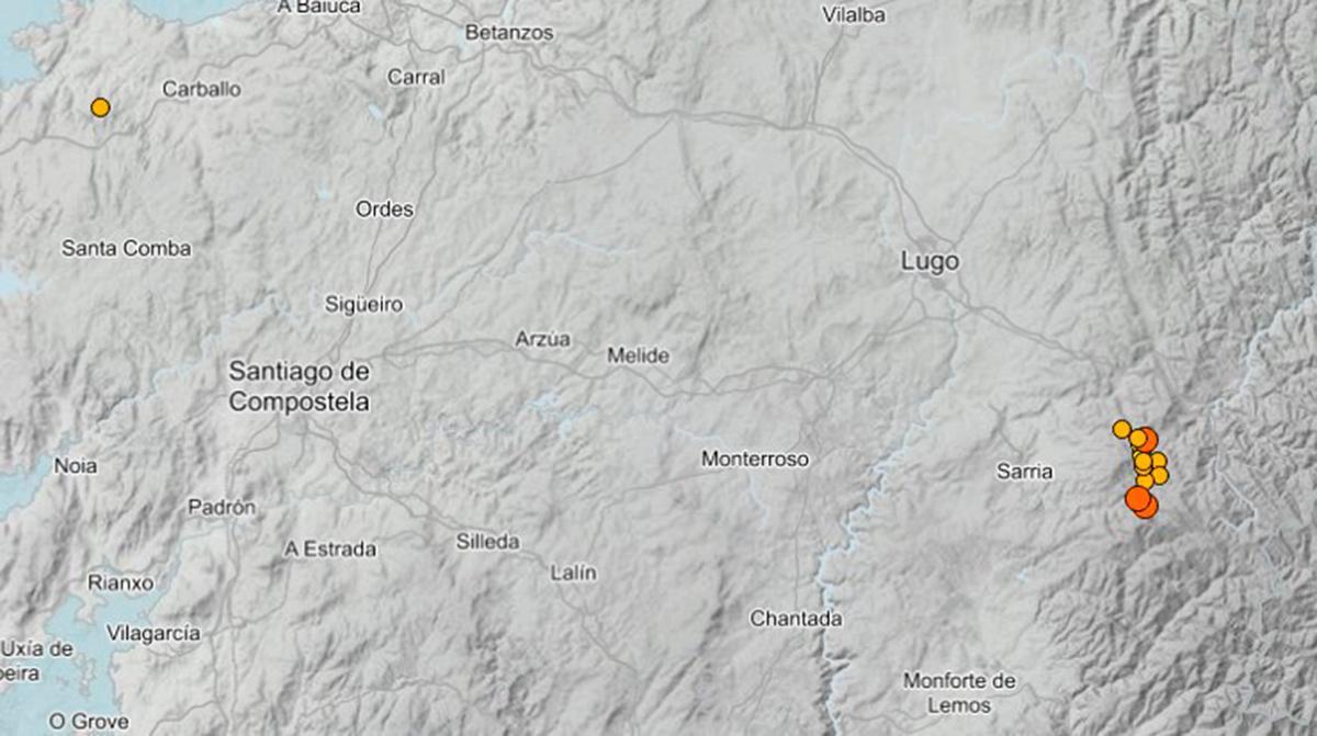 Terremotos en Ponteceso, Lugo, Vilaboa y Ourense.