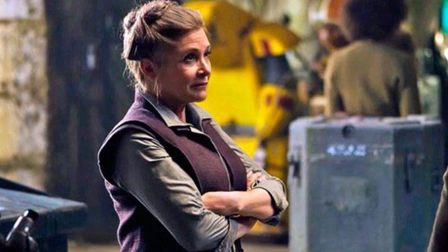 Carrie Fisher, en el &#039;Episodio VII&#039; estrenado en 2016.