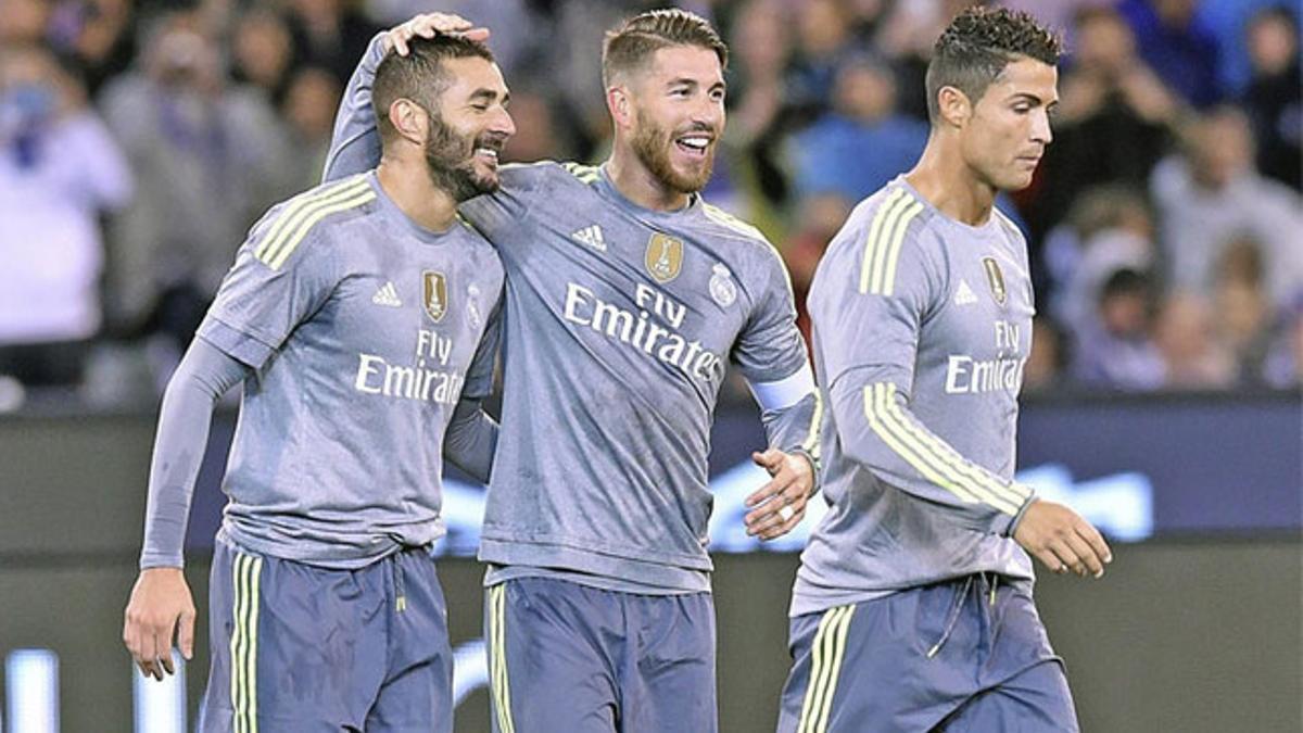 El Real Madrid celebra un gol ante el Manchester City