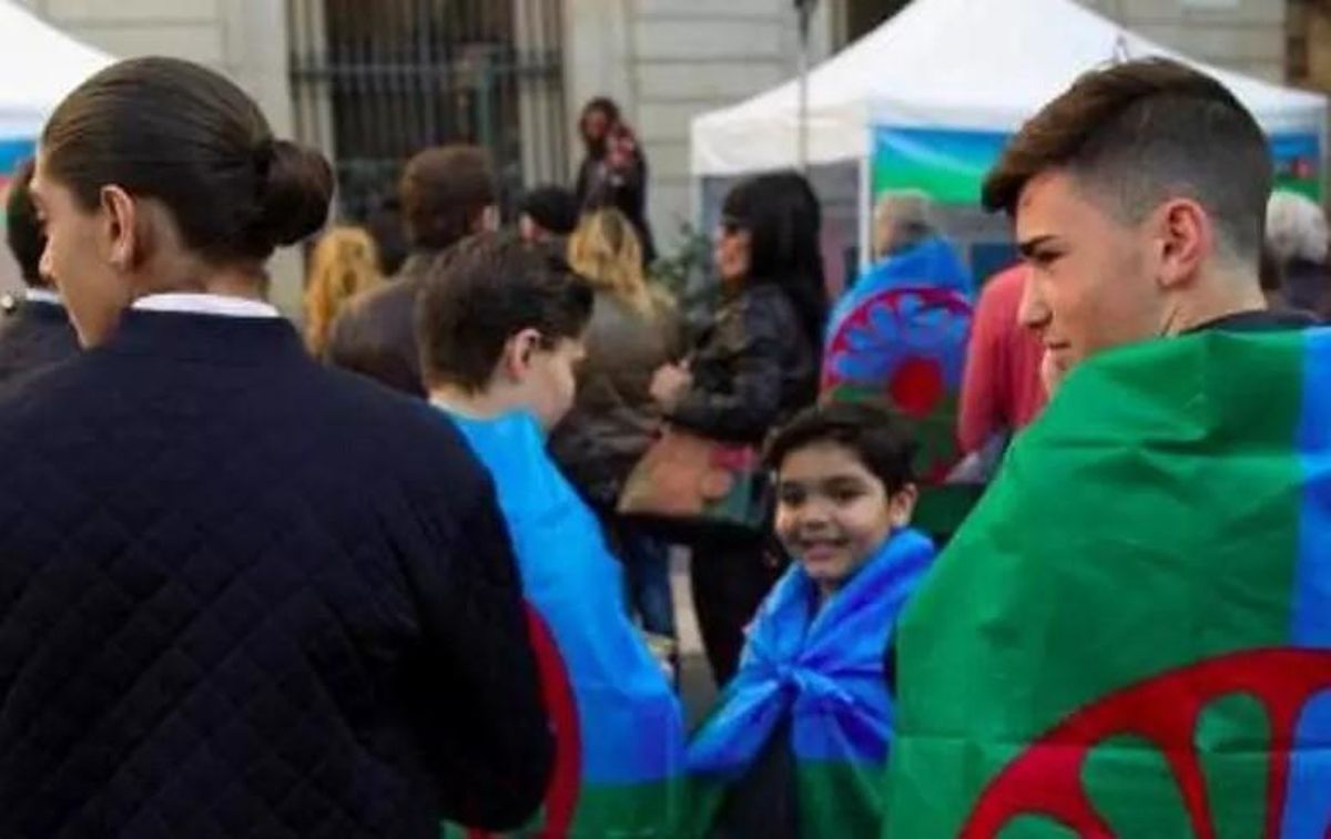 Acto conmemorativo del Día Internacional del Pueblo Gitano en Barcelona, en 2018.