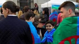 Acto conmemorativo del Día Internacional del Pueblo Gitano en Barcelona, en 2018.