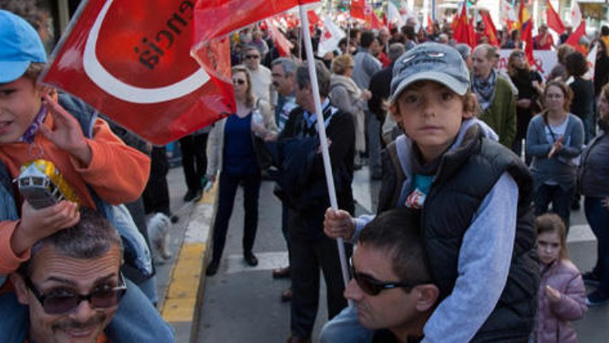 Un momento de la manifestación, hoy