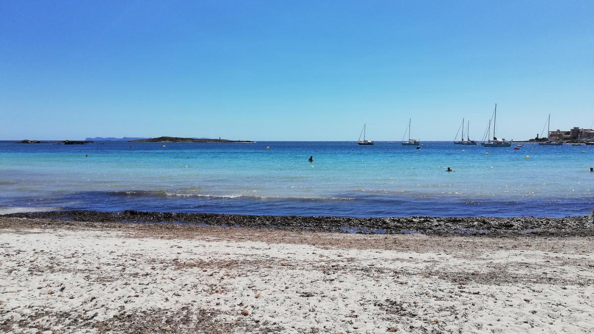 Bei den aktuellen Temperaturen zieht es Touristen und Einwohner an den Strand. Hier: Platja des Dolç in Colònia de Sant Jordi