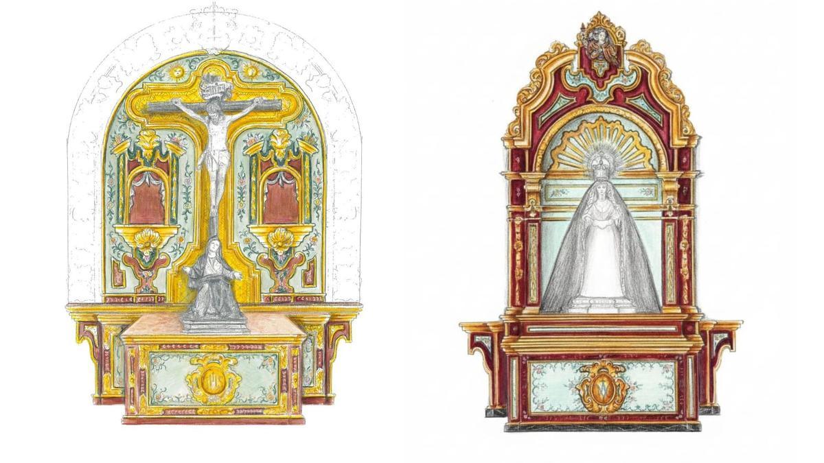 Los nuevos retablos de la cofradía del Amor proyectados por Trillo y Lamas y que ha aprobado el cabildo de hermanos.