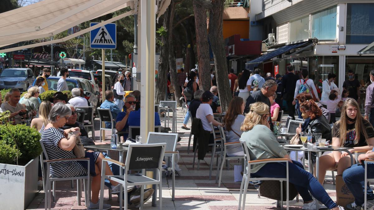 Una terrassa de Platja d&#039;Aro aquest diumenge.