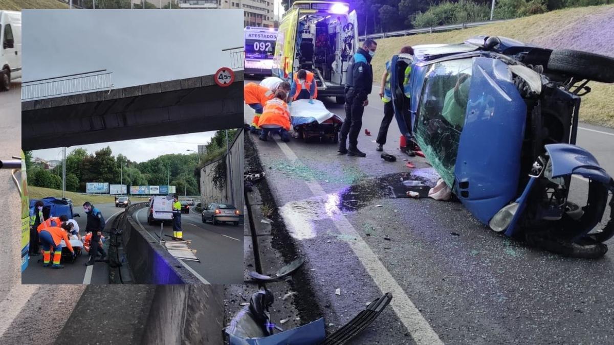 La conductora se precipitó desde una altura de casi 5 metros.