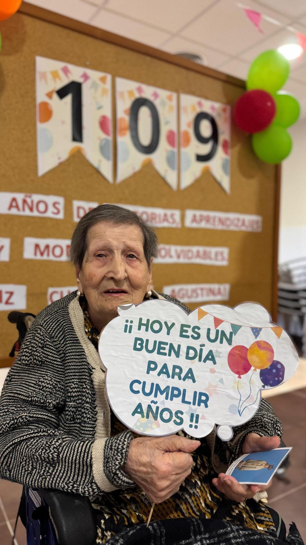 Agustina González, de Plasencia, el día de su 109 cumpleaños.