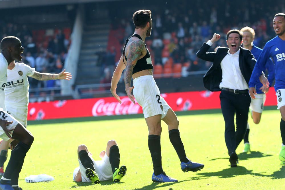 Valencia - Huesca, la celebración del gol de Picci