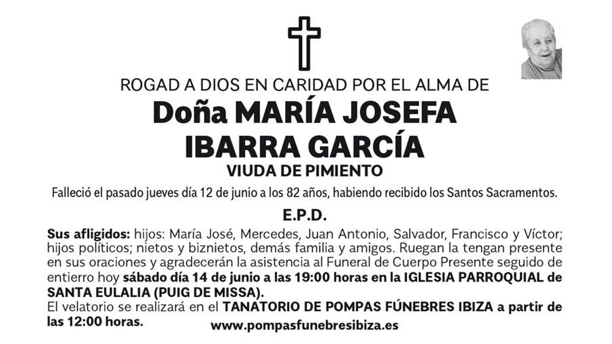 Esquela Maria Josefa Ibarra García