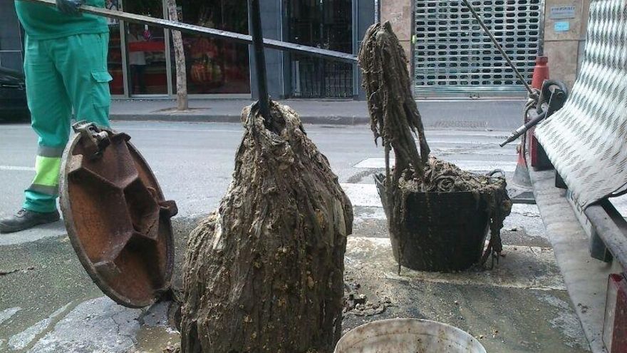 Toallitas retiradas de la red de alcantarillado en Murcia